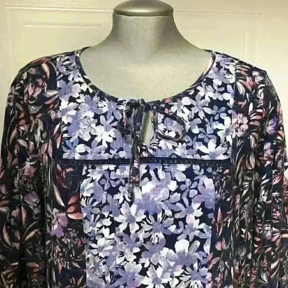 Vintage America Emerson Boho Floral Flowy Cottagecore Hippie Purple - Picture 3 of 11